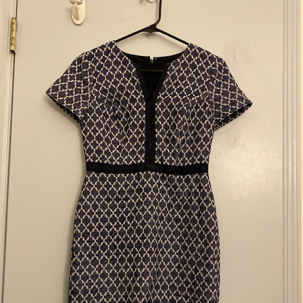 Short Sleeve Blue Patterned Dress